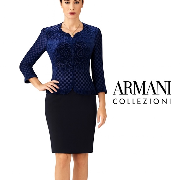 🆕🏷️ Armani Collezioni Burnout Silk BlackVelvet Jacket & Skirt Set NWT 🇮🇹 - Picture 11 of 14